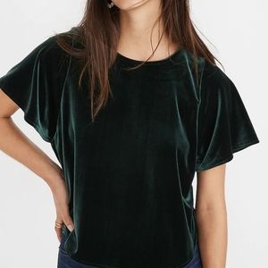 Madewell Velvet Butterfly Top Szs K4376 Emerald Green